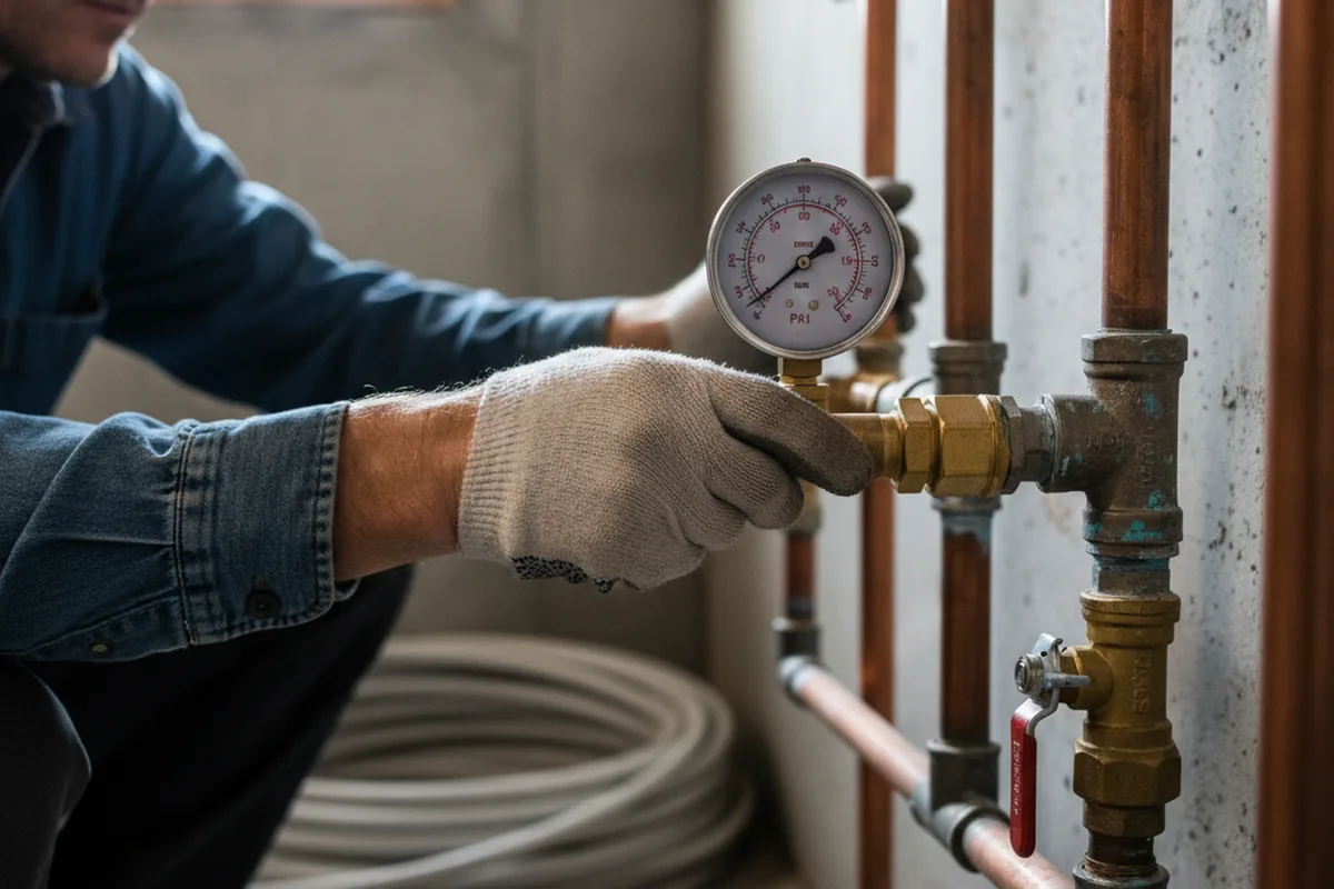 Pressure testing a repaired line during Water Line Repair in Westley